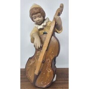 Vtg Nadal Handcrafted Spanish Porcelain Harlequin Figurine Playing Cello 11.5"